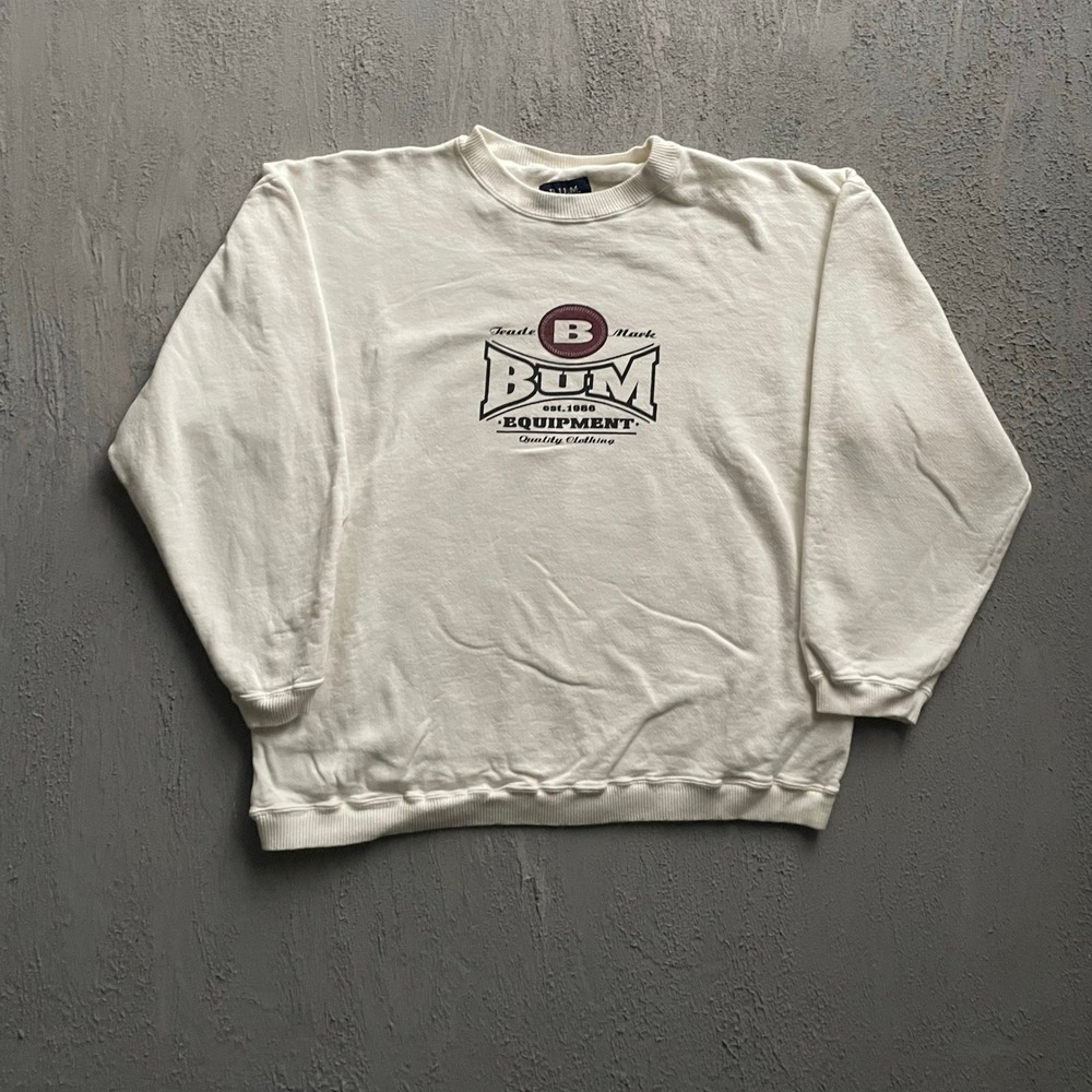 Vintage B.U.M. Equipment Sweatshirt Mens XL White 90s